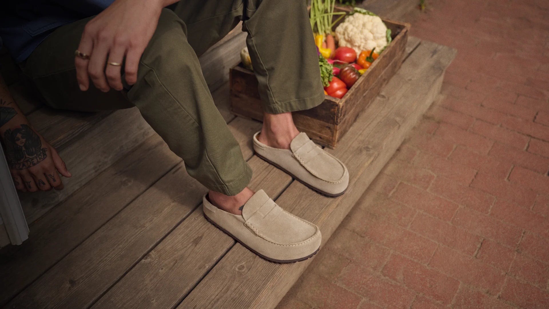 Person wearing casual loafers