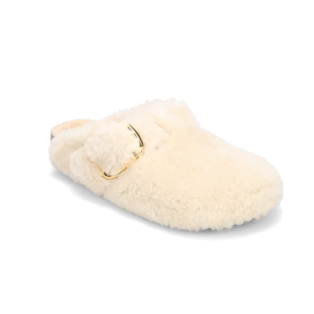 Women's Boston Big Buckle Shearling Narrow Teddy Eggshell