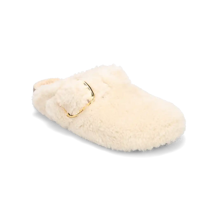 Women's Boston Big Buckle Shearling Narrow Teddy Eggshell