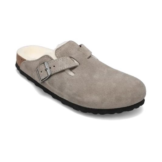 Women's Boston Shearling (NARROW) Stone Coin Suede