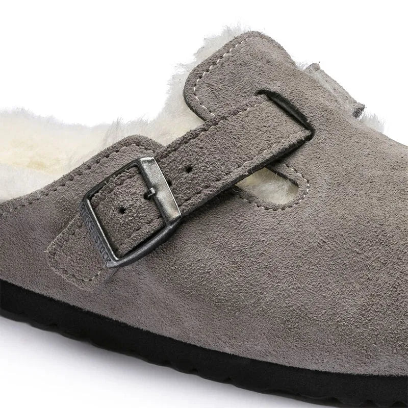 Women's Boston Shearling (NARROW) Stone Coin Suede