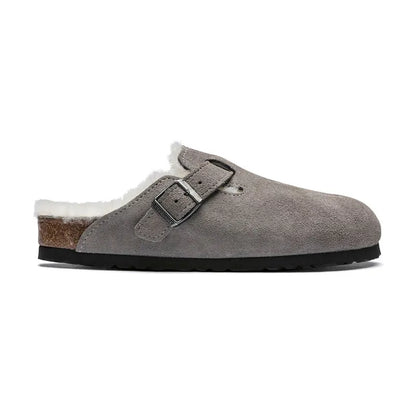 Women's Boston Shearling (NARROW) Stone Coin Suede