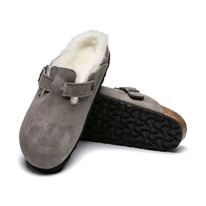 Women's Boston Shearling (NARROW) Stone Coin Suede