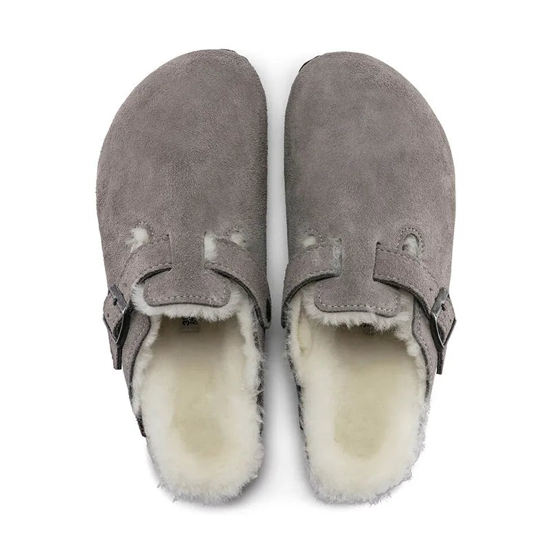 Women's Boston Shearling (NARROW) Stone Coin Suede