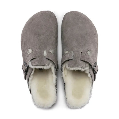 Women's Boston Shearling (NARROW) Stone Coin Suede