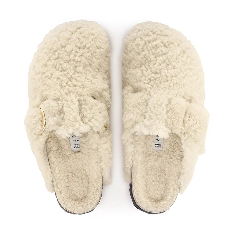 Women's Boston Big Buckle Shearling Narrow Teddy Eggshell