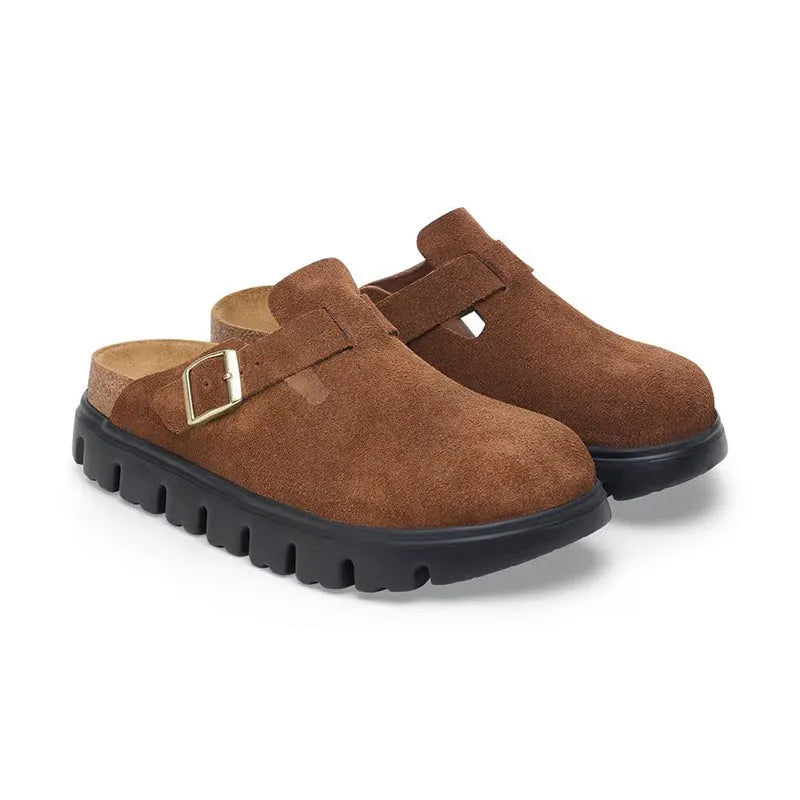 Women's Papillio by Birkenstock Boston Narrow Chunky Dark Tea Suede