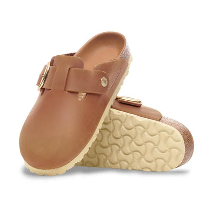 Women's Boston Big Buckle Narrow Cognac Oiled Leather