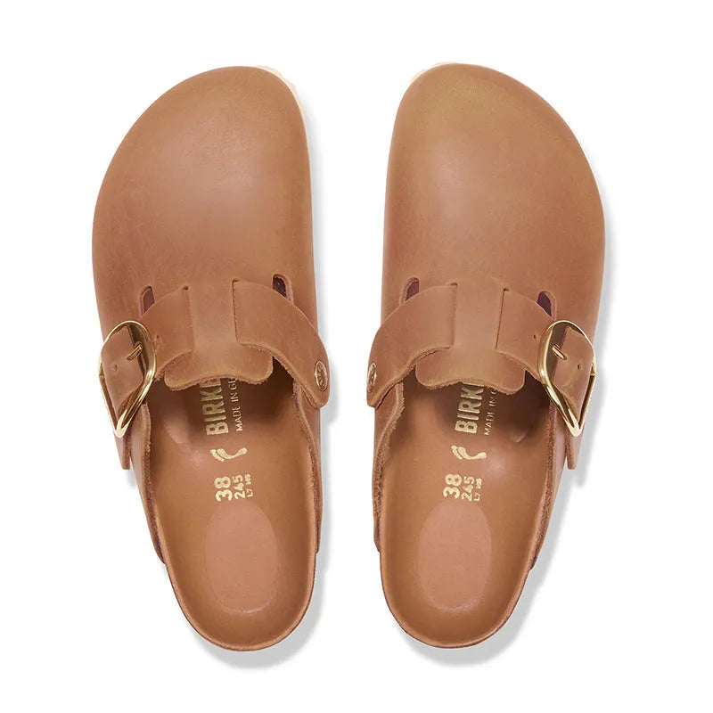 Women's Boston Big Buckle Narrow Cognac Oiled Leather