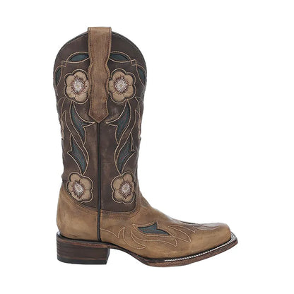 Women's Inlay & Embroidery Square Toe Sand