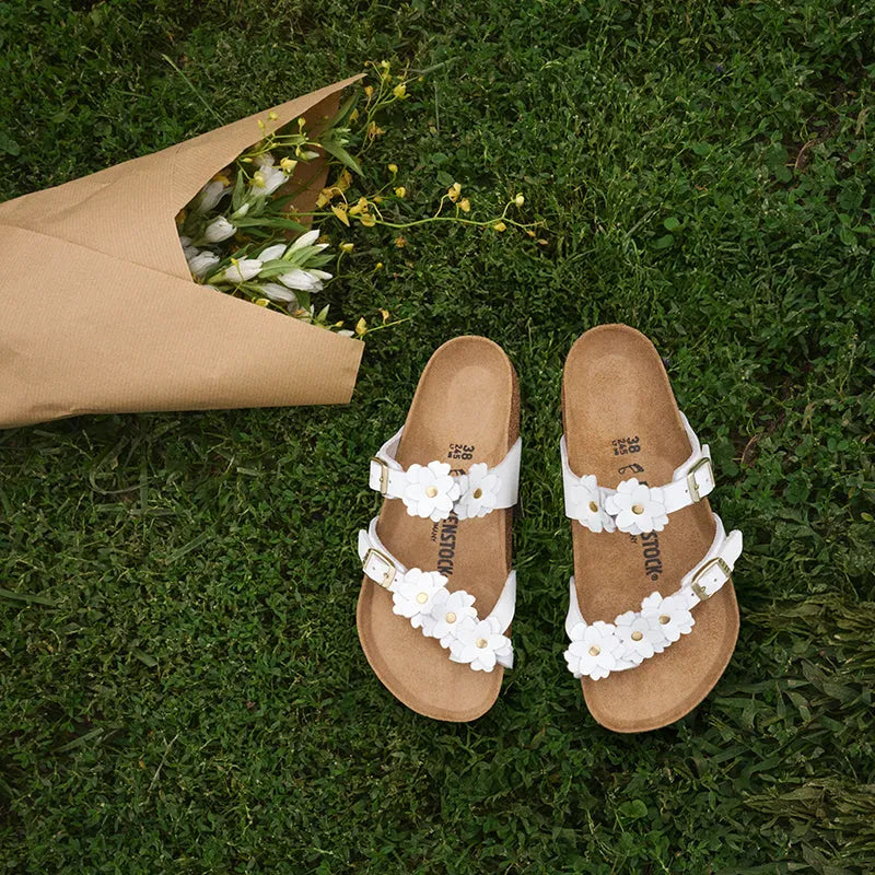 Women's Mayari Flowers White Leather