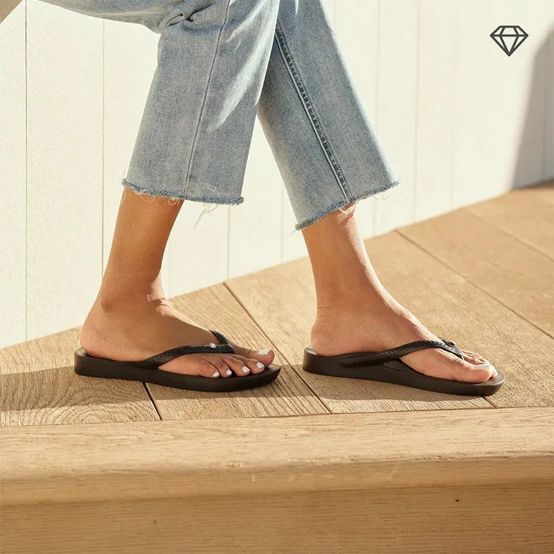 Women's Arch Support Flip Flop Crystal Black