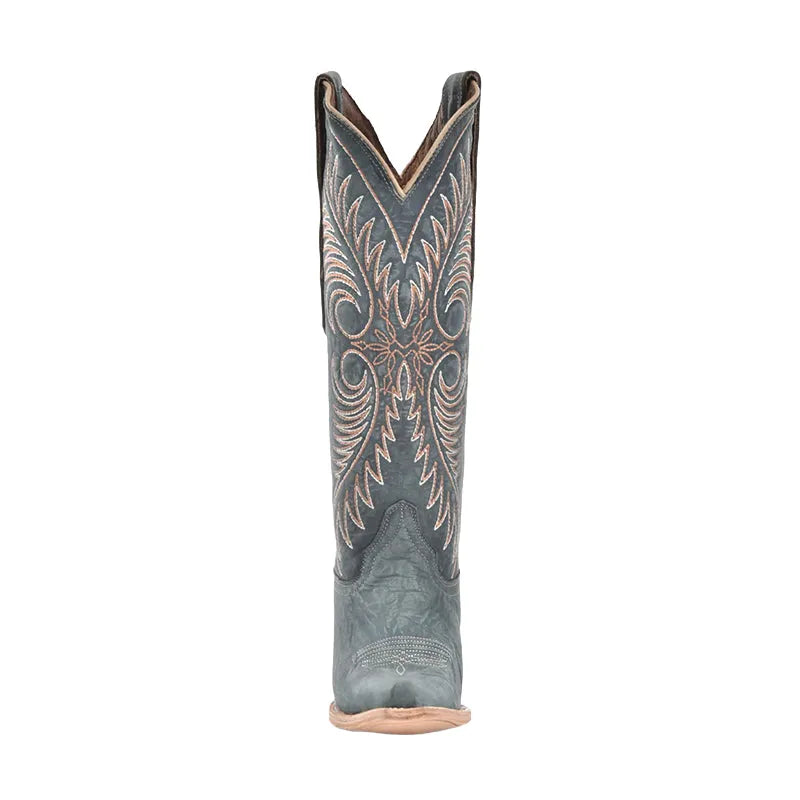 Women's Embroidery Snip Toe Distressed Blue