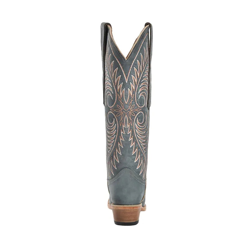 Women's Embroidery Snip Toe Distressed Blue