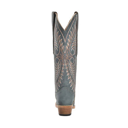 Women's Embroidery Snip Toe Distressed Blue