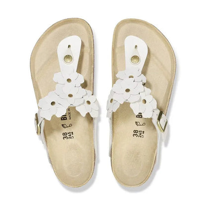 Women's Gizeh Flowers White Leather