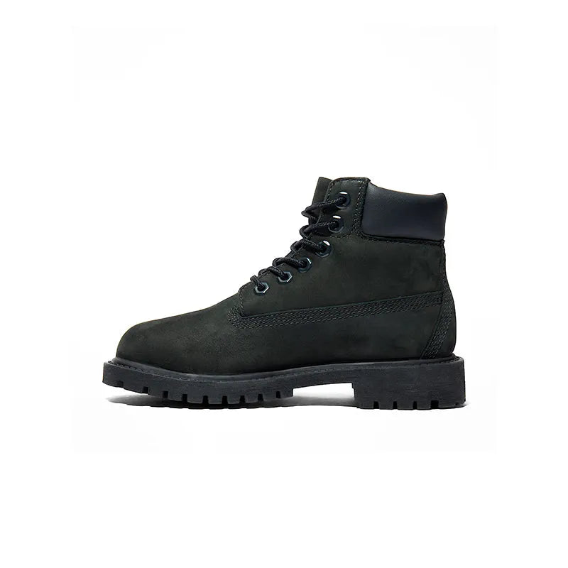 Kid's Grade School 6" Premium Waterproof Black Nubuck